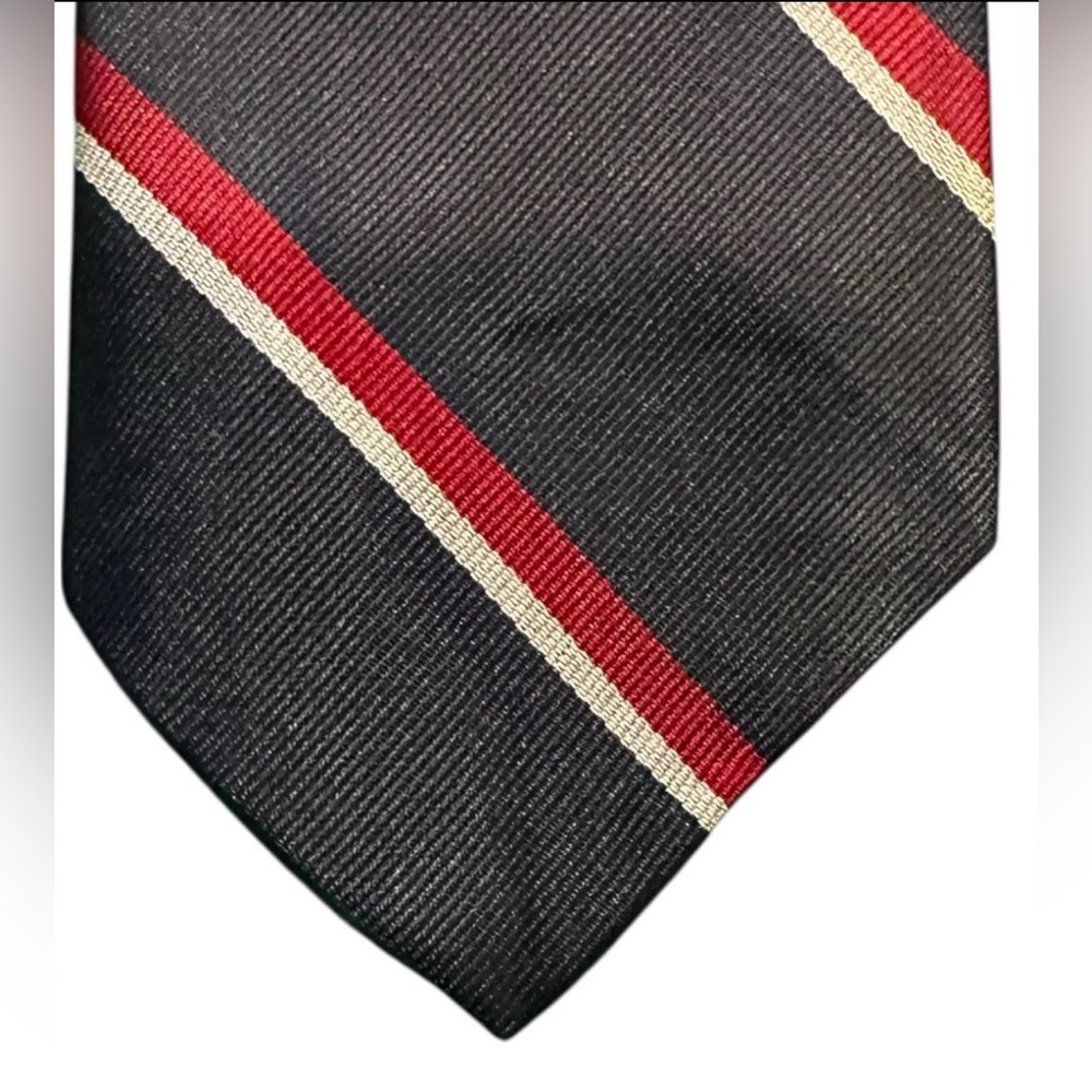 Vintage Christopher Hayes 100% Silk Repp Stripe Tie Navy Red Cream 58”